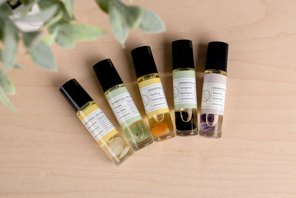 Essential Oils Roll-On with Crystals - set of 5-1